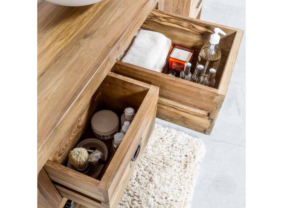 Mueble de baño en madera de teca natural con 2 cajones - Faetano Viadurini