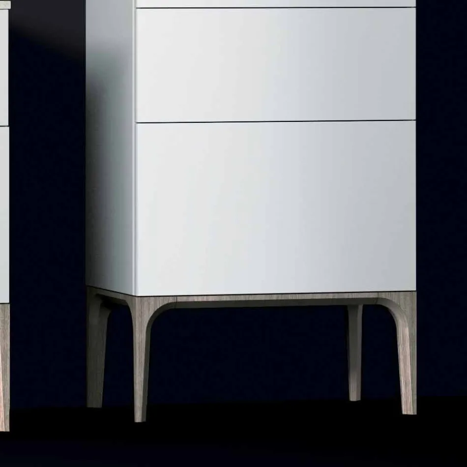 Móviles modernos baño 3 cajones en madera lacada ámbar, hechas en Italia Viadurini