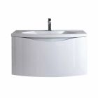 Mueble de baño suspendido moderno con estante para lavabo y espejo de diseño - Michele Viadurini