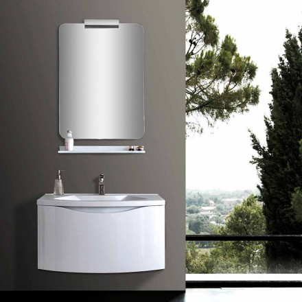 Mueble de baño suspendido moderno con estante para lavabo y espejo de diseño - Michele Viadurini