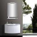 Mueble de baño suspendido moderno blanco con lavabo, estante y espejo LED - Michele