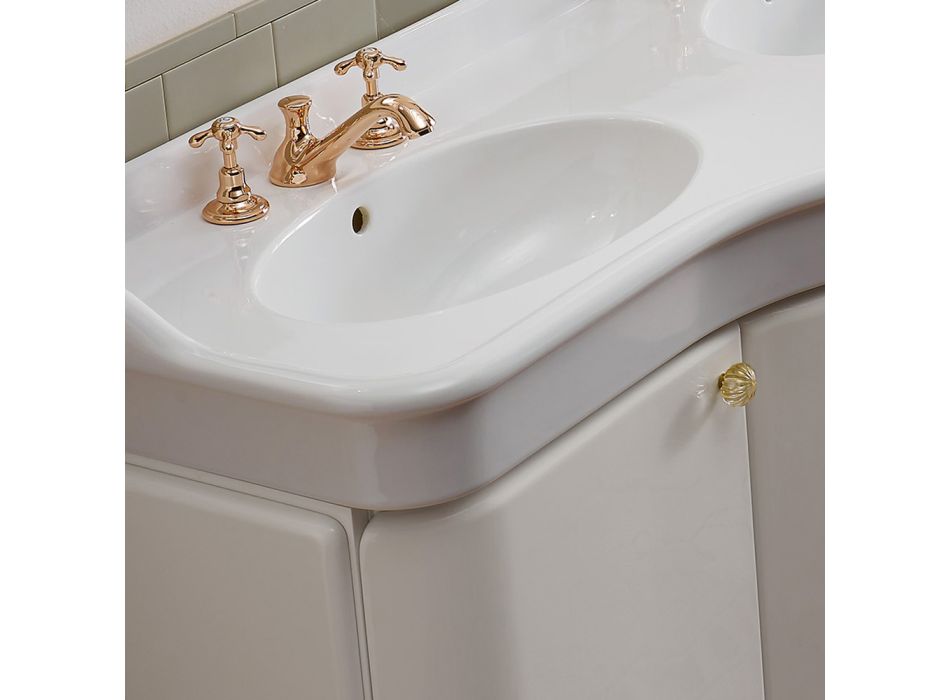 Mueble de baño monocolor con lavabo de cerámica blanca - Candy Viadurini