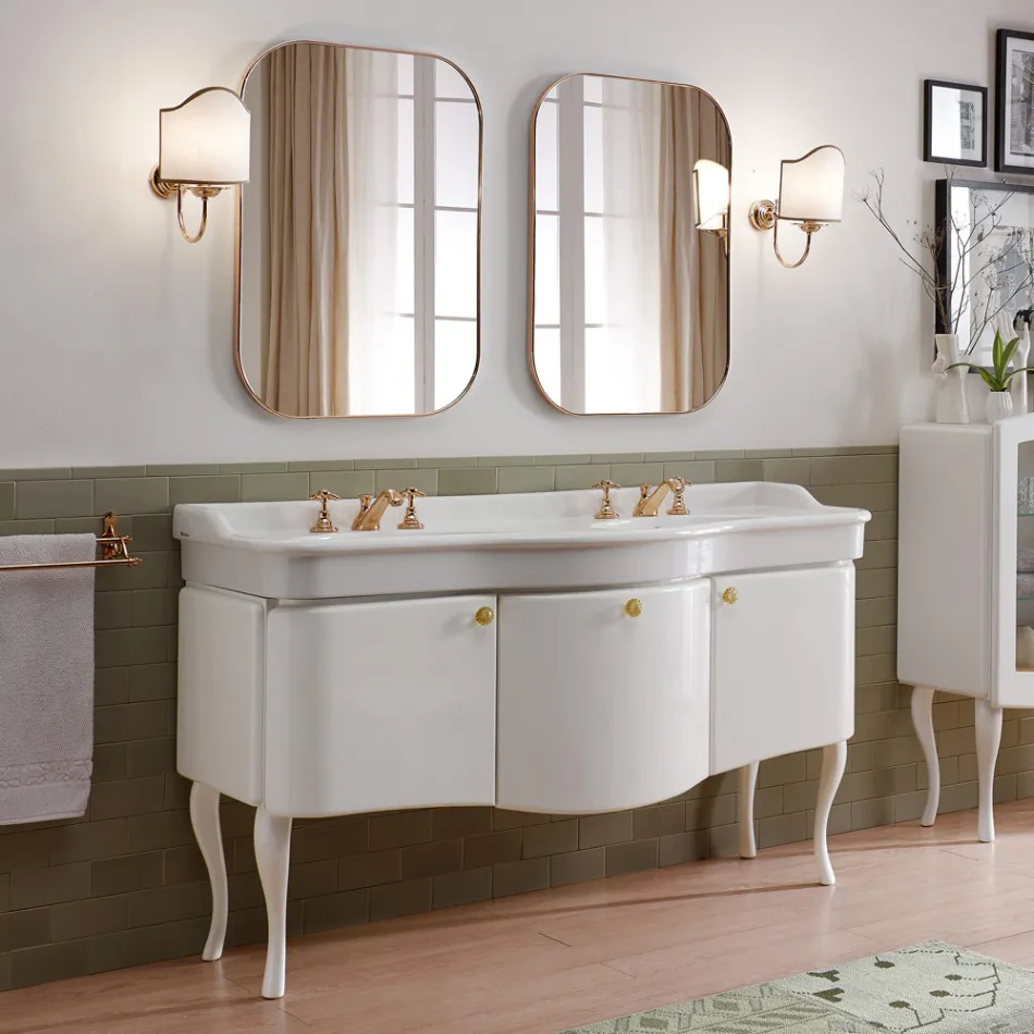 Mueble de baño monocolor con lavabo de cerámica blanca - Candy Viadurini
