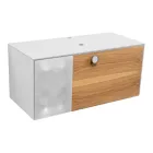 Mueble de baño suspendido de 100 cm en cristal templado de 8 mm y roble europeo - Excelsior Viadurini