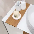 Mueble de baño suspendido de 100 cm en cristal templado de 8 mm y roble europeo - Excelsior Viadurini