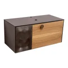 Mueble de baño suspendido de 100 cm en cristal templado de 8 mm y roble europeo - Excelsior Viadurini