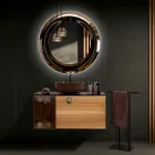 Mueble de baño suspendido de 100 cm en cristal templado de 8 mm y roble europeo - Excelsior Viadurini