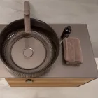 Mueble de baño suspendido de 100 cm en cristal templado de 8 mm y roble europeo - Excelsior Viadurini