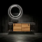 Mueble de baño suspendido de 160 cm en cristal templado de 8 mm y roble europeo - Excelsior Viadurini