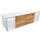 Mueble de baño suspendido de 160 cm en cristal templado de 8 mm y roble europeo - Excelsior Viadurini