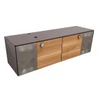 Mueble de baño suspendido de 160 cm en cristal templado de 8 mm y roble europeo - Excelsior Viadurini