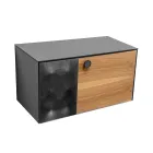 Mueble de baño suspendido de 80 cm en cristal templado de 8 mm y roble europeo - Excelsior Viadurini