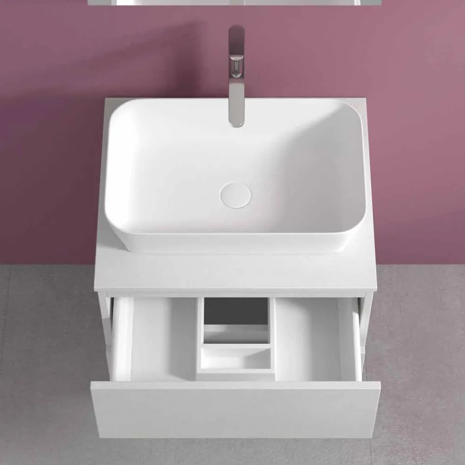 Mueble de baño suspendido con lavabo sobre encimera rectangular, diseño moderno - Dumbo Viadurini