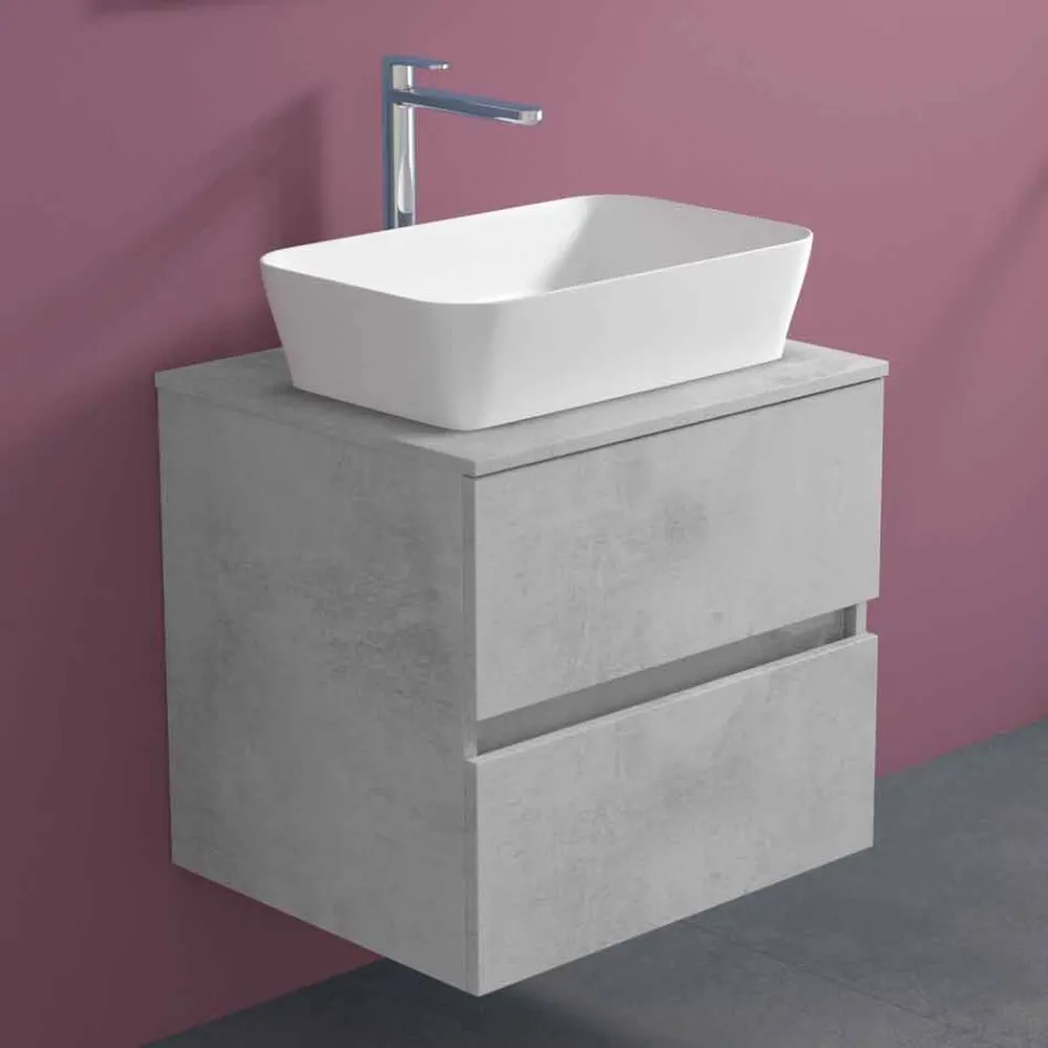 Mueble de baño suspendido con lavabo sobre encimera rectangular, diseño moderno - Dumbo Viadurini