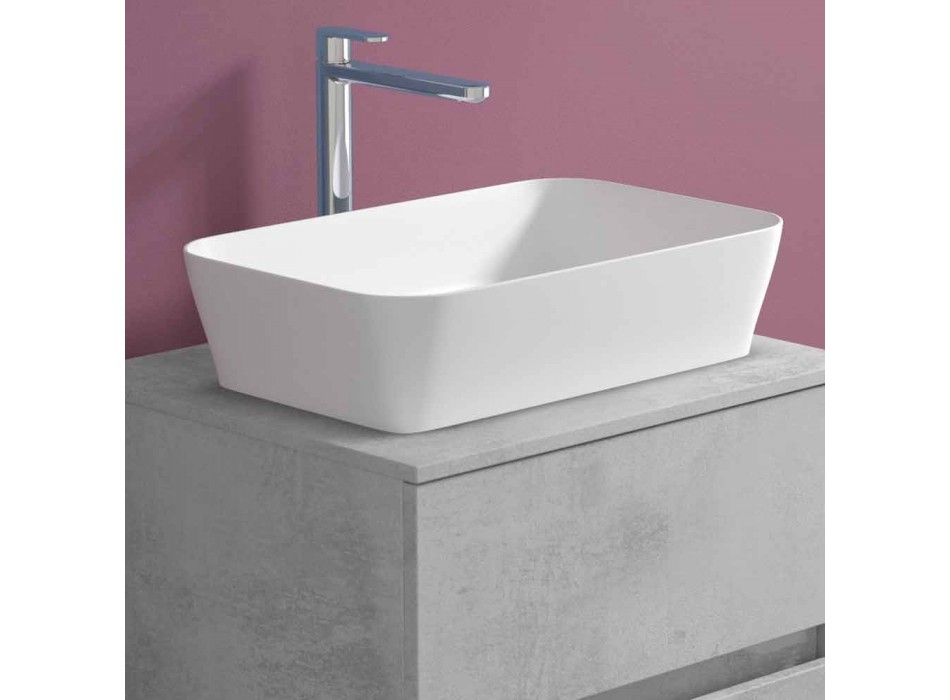 Mueble de baño suspendido con lavabo sobre encimera rectangular, diseño moderno - Dumbo Viadurini