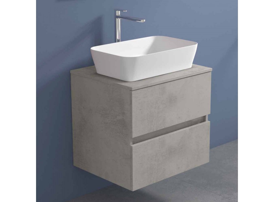 Mueble de baño suspendido con lavabo sobre encimera rectangular, diseño moderno - Dumbo Viadurini