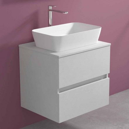 Mueble de baño suspendido con lavabo sobre encimera rectangular, diseño moderno - Dumbo Viadurini