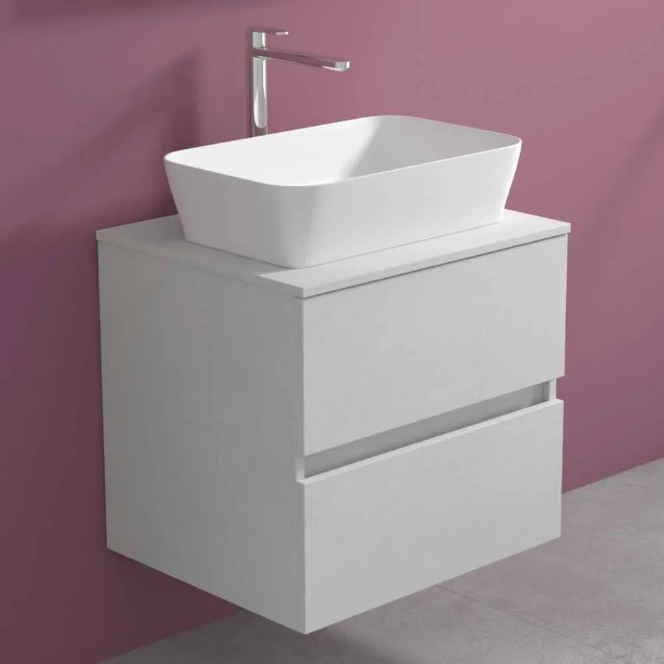 Mueble de baño suspendido con lavabo sobre encimera rectangular, diseño moderno - Dumbo Viadurini