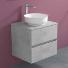 Mueble de baño suspendido con lavabo redondo sobre encimera, diseño moderno - Dumbo Viadurini