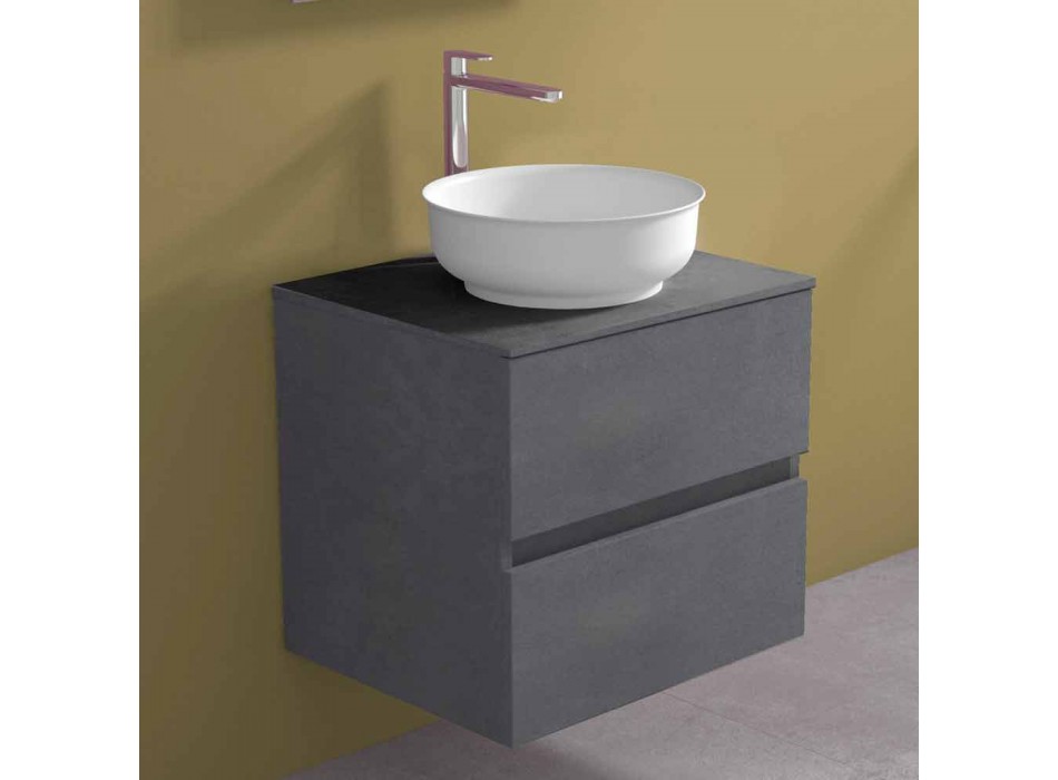 Mueble de baño suspendido con lavabo redondo sobre encimera, diseño moderno - Dumbo Viadurini