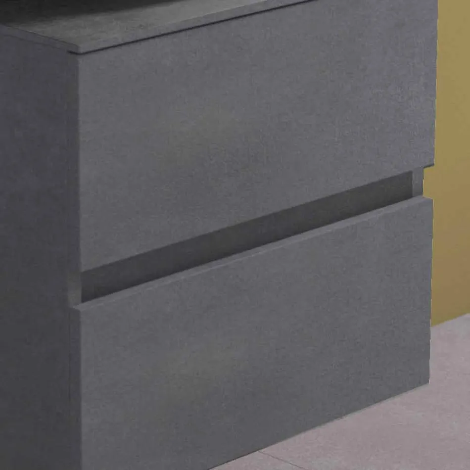 Mueble de baño suspendido con lavabo redondo sobre encimera, diseño moderno - Dumbo Viadurini