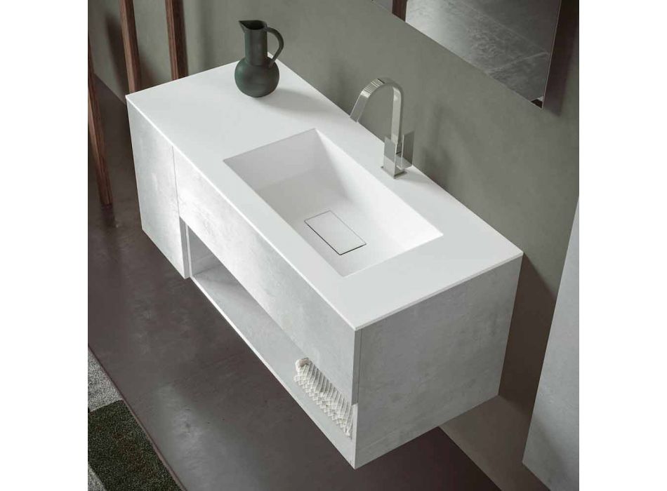 Mueble de Baño Suspendido y Lavabo Integrado, Diseño Moderno en 4 Acabados - Pistillo Viadurini