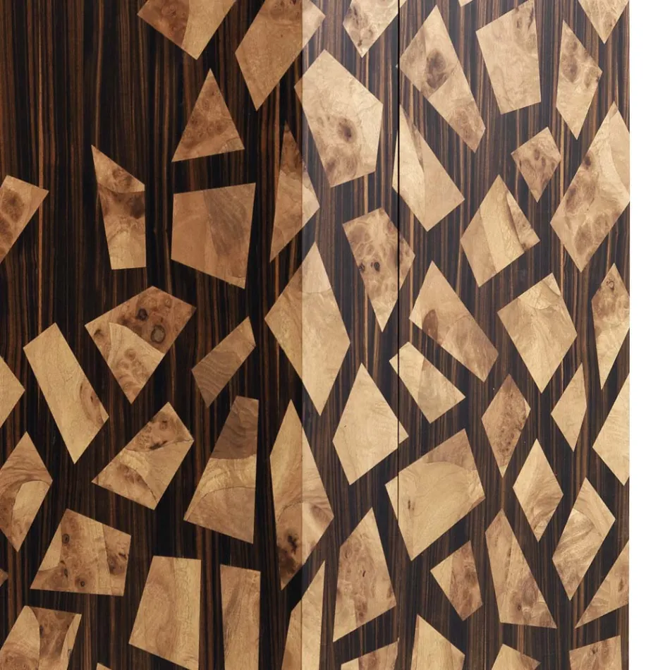 Grilli Zarafa Mueble bar de diseño con 2 puertas hecho en Italia en madera de ébano Viadurini