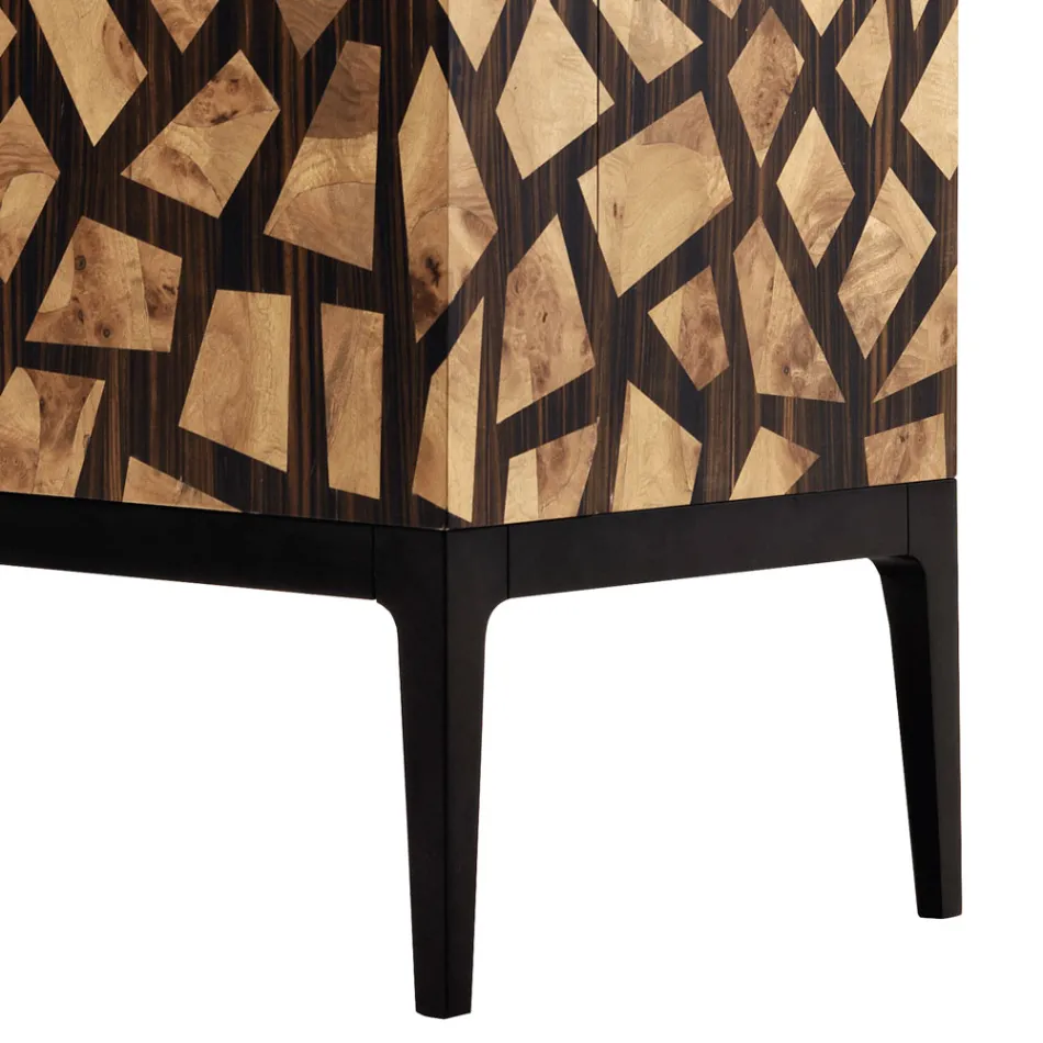 Grilli Zarafa Mueble bar de diseño con 2 puertas hecho en Italia en madera de ébano Viadurini