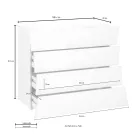 Cajón Móvil Blanco 4 Cajones Diseño en Madera Sostenible - Sabine Viadurini