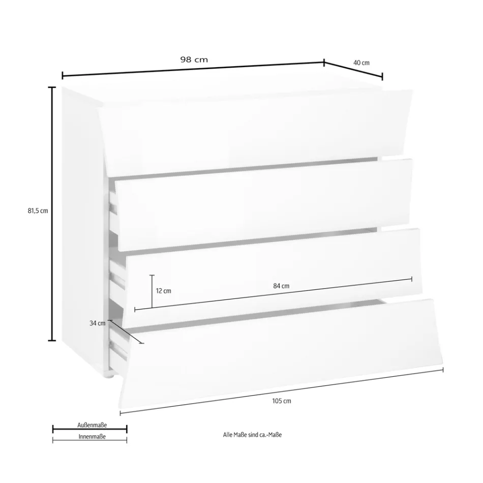 Cajón Móvil Blanco 4 Cajones Diseño en Madera Sostenible - Sabine Viadurini