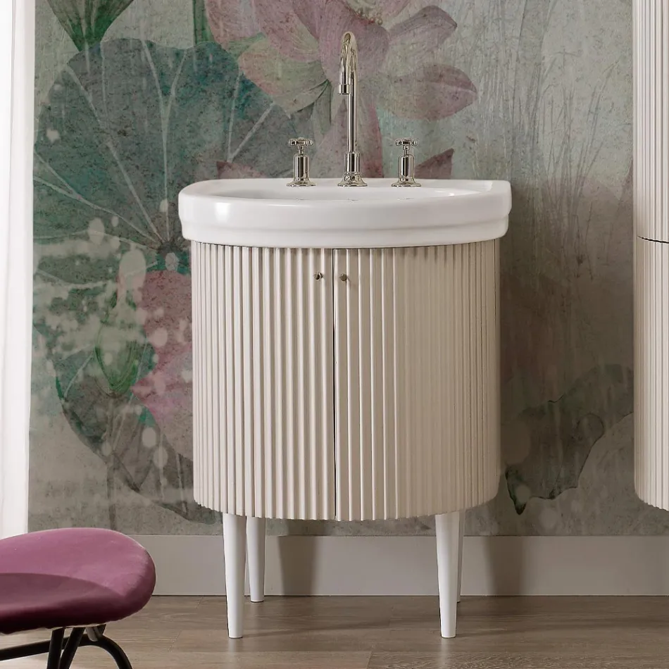 Gabinete con dos puertas y un estante con lavabo Made in Italy - Candy Viadurini