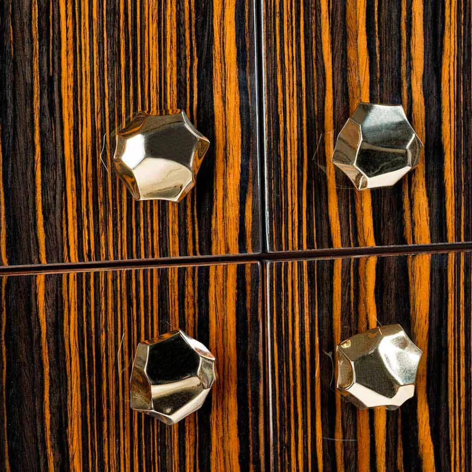 Contenedor con ruedas moderna con 4 puertas en ebony wood pulido Ada Viadurini