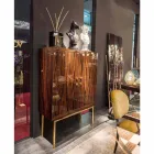 Contenedor con ruedas moderna con 4 puertas en ebony wood pulido Ada Viadurini