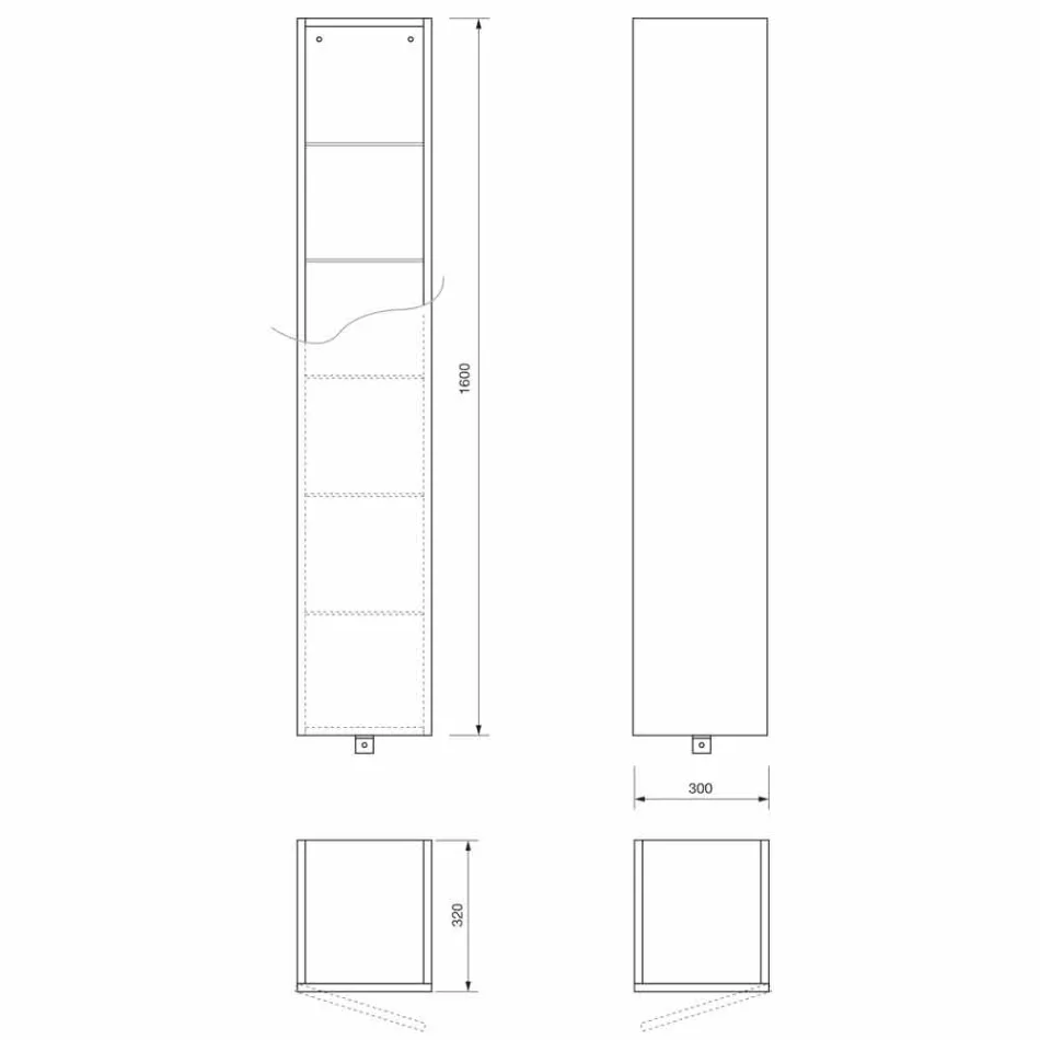 Mueble de baño columna 6 estantes con puerta en 4 acabados - Antanta Viadurini