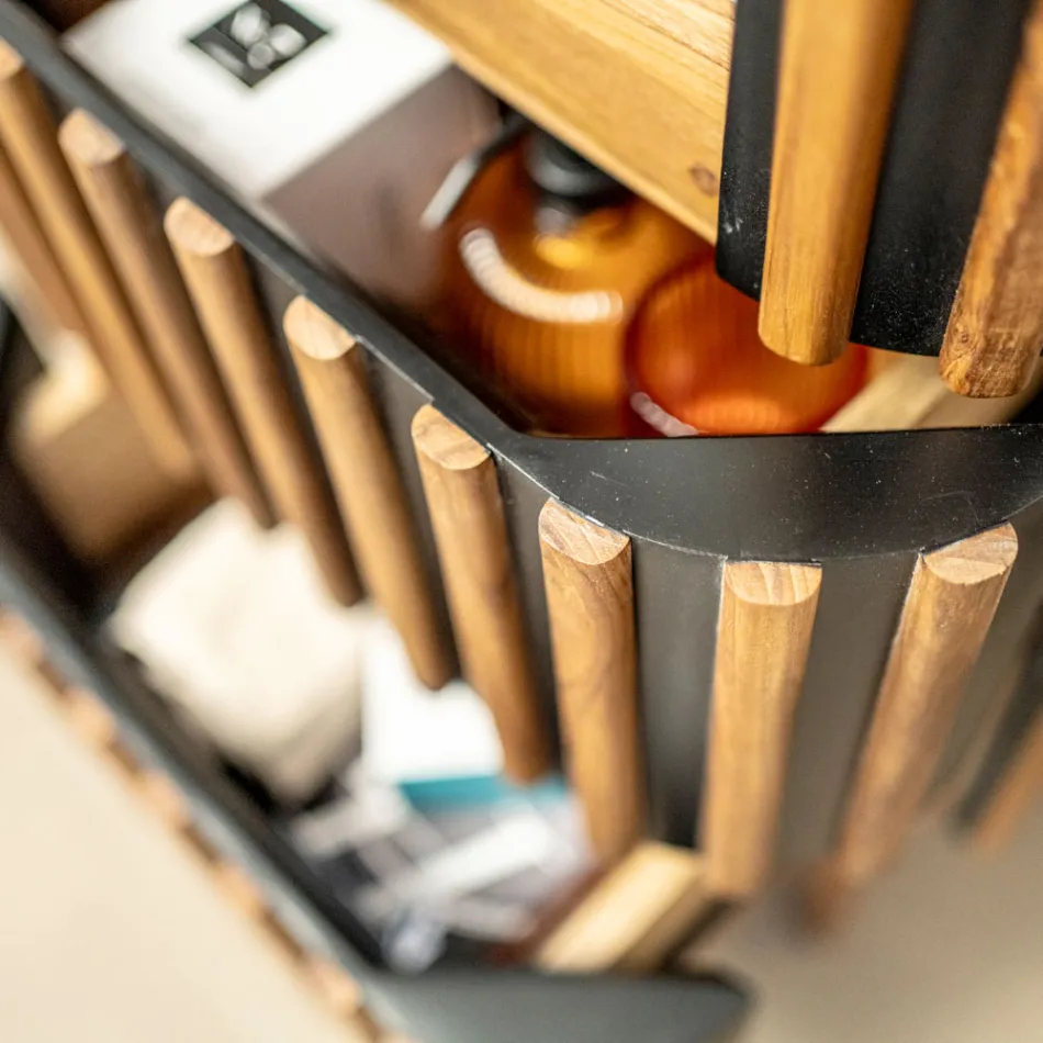 Mueble de baño columna de teca maciza y caoba - Plumeria Viadurini