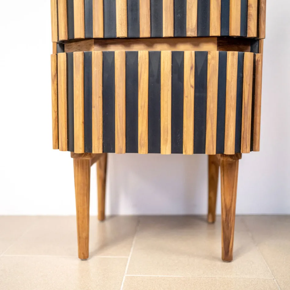 Mueble de baño columna de teca maciza y caoba - Plumeria Viadurini