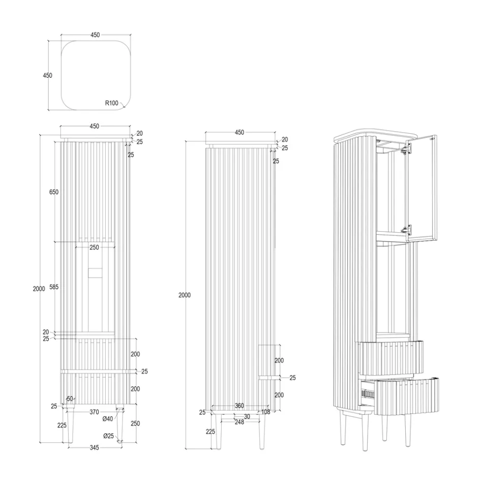 Mueble de baño columna de teca maciza y caoba - Plumeria Viadurini