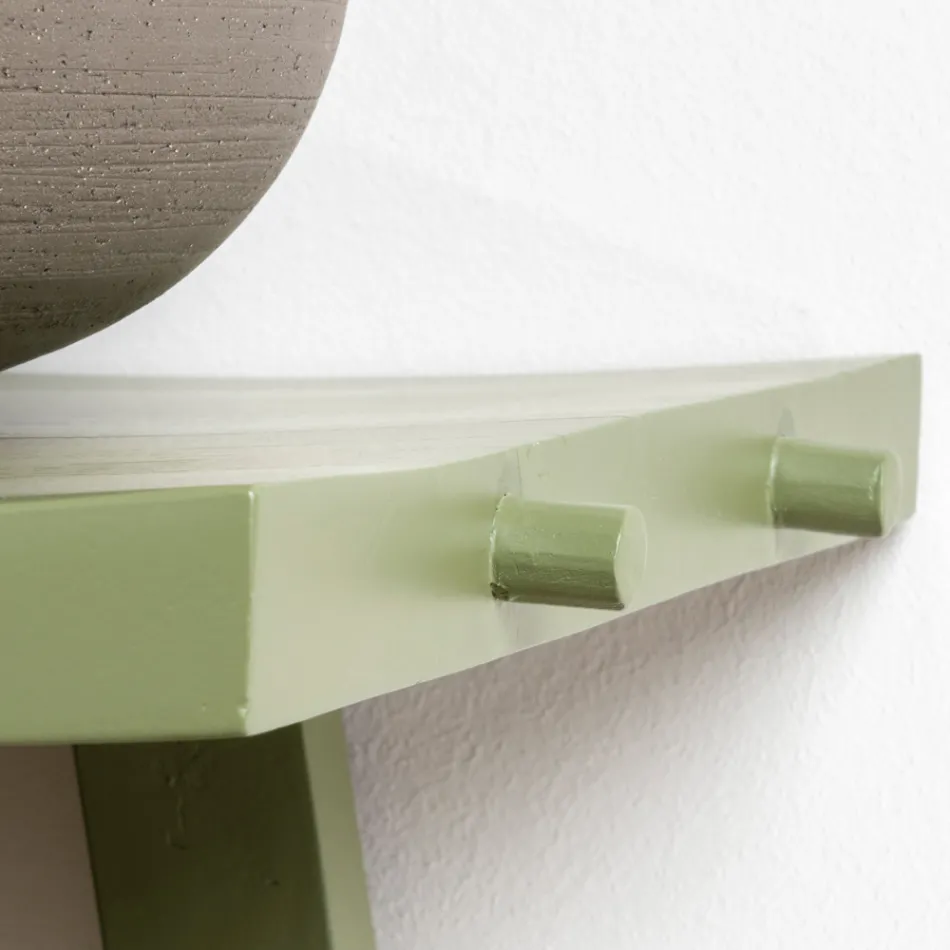 Mueble de baño independiente con acabado en teca y estante verde grande - Raomi Viadurini