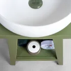 Mueble de baño independiente con acabado en teca y estante verde grande - Raomi Viadurini