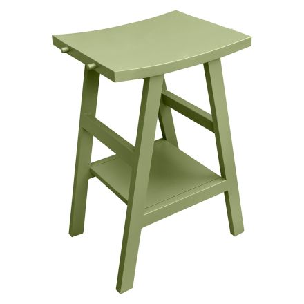 Mueble de baño independiente con acabado de teca y estante verde grande - Raomi Viadurini