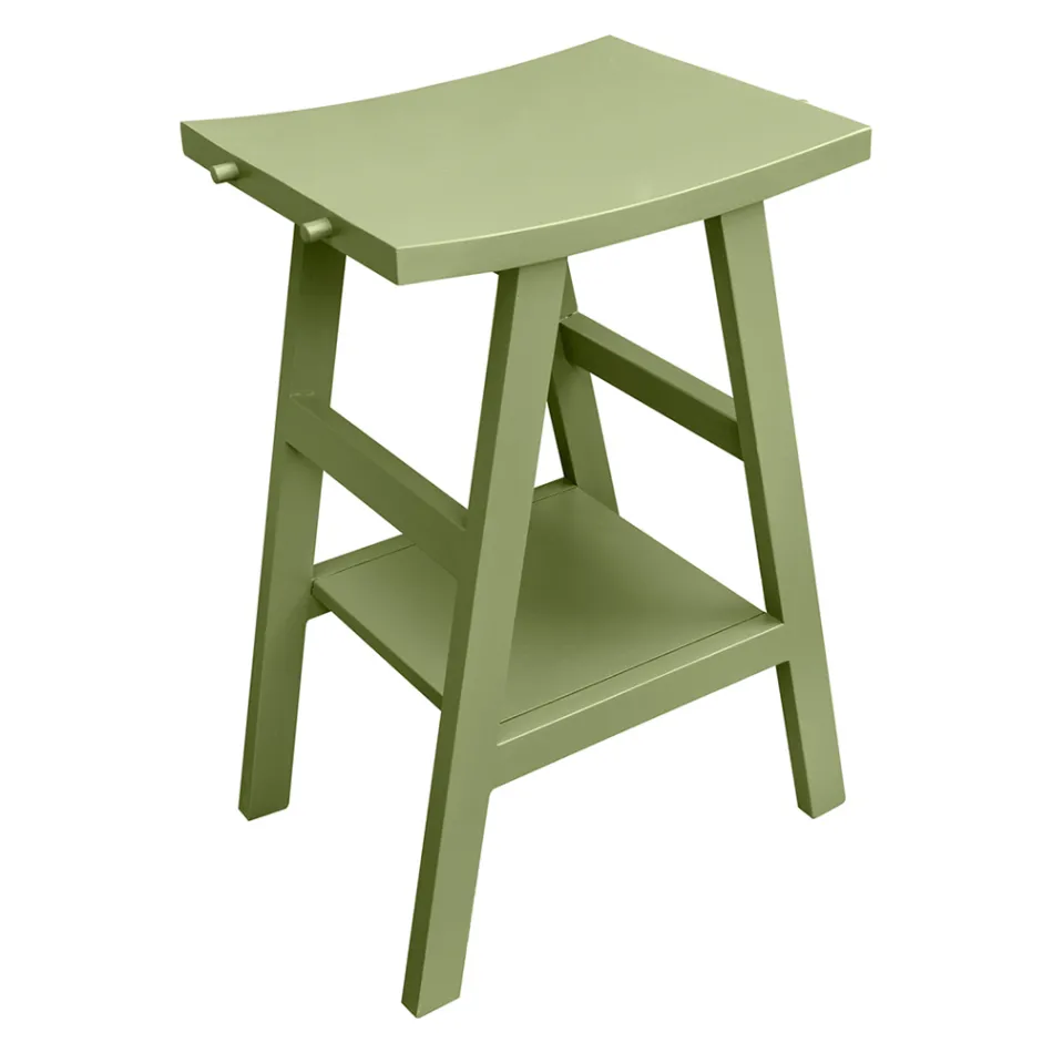 Mueble de baño independiente con acabado de teca y estante verde grande - Raomi Viadurini