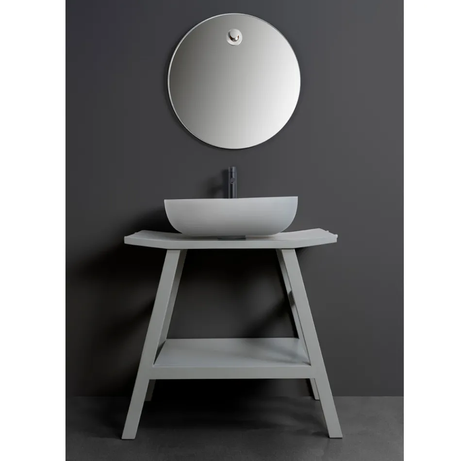 Mueble de baño independiente con acabado de teca gris natural - Crin de caballo Viadurini