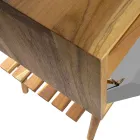 Mueble de Baño Independiente en Teca Natural con Soporte Color Gris - Gatien Viadurini