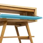 Mueble de baño de pie en teca natural azul con cajón de color - Gatien Viadurini