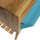 Mueble de baño de pie en teca natural azul con cajón de color - Gatien Viadurini