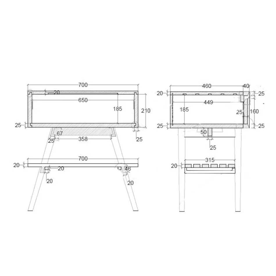 Mueble de baño de pie en teca natural azul con cajón de color - Gatien Viadurini