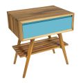 Mueble de baño independiente en teca natural con cajón de caoba azul - Gatien
