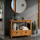 Mueble de baño independiente de teca con dos cajones - Frangipani Viadurini