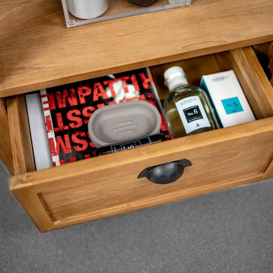 Mueble de baño independiente de teca con dos cajones - Frangipani Viadurini