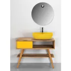 Mueble de baño amarillo moderno con estante grande y cajonera - Benoit Viadurini